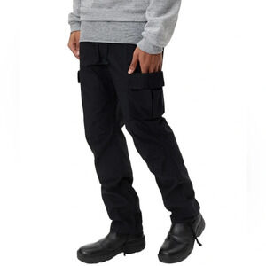 John Elliott BACK SATEEN CARGO PANTS black elastic waist size 1 small